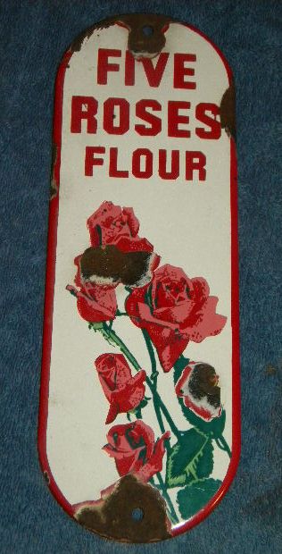 $OLD Five Roses Flour Porcelain Door Push