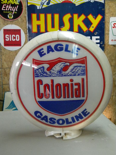 $OLD Colonial Eagle Gasoline Globe on Capco body