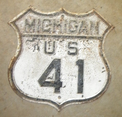 $OLD Old Michigan Route 41 Fully Embossed Shield Sign