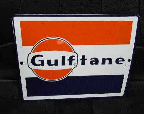 $OLD Gulftane Porcelain Gas Pump Plate Sign