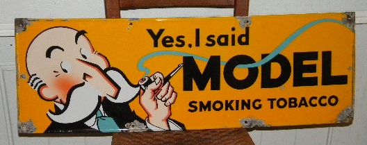 $OLD Model Tobacco Porcelain Sign