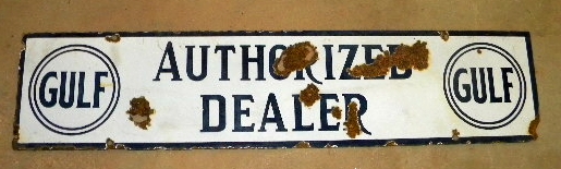 $OLD Old Gulf Authorized Dealer Single Sided Porcelain Sign