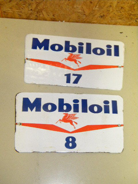 $OLD Mobil Oil German Garage Porcelain Numbered Signs