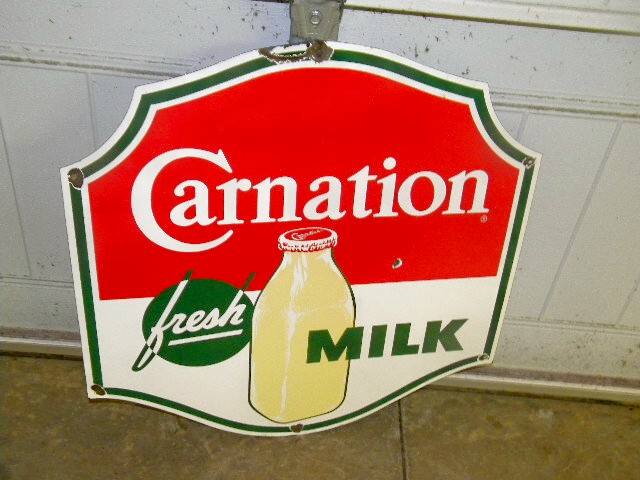 $OLD Carnation SSP Porcelain Milk Sign