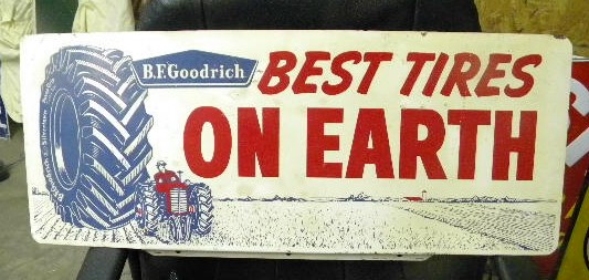 $OLD BF Goodrich Farm Tires "Best On Earth" DST Tin Sign w/ Graphics