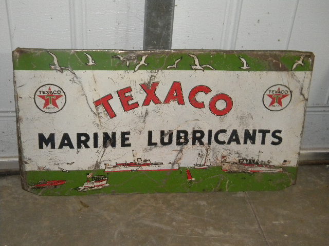 $OLD Texaco Marine Lubricants Tin Rack Sign