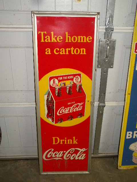 $OLD Vertical Coca Sign w/ 6 Pack Graphics