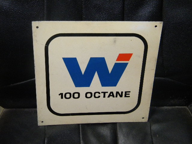 $OLD Wides Gasoline Tin 100 Octane Pump Plate Sign