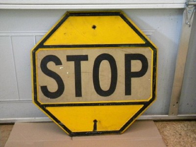 $OLD Old Embossed US Road STOP Sign