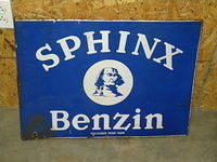$OLD Sphinx Benzin DSP Porcelain Flange Sign