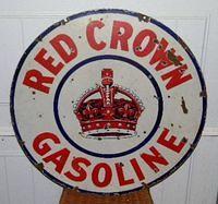 Red Crown Double Sided Porcelain 30 Inch Sign $OLD