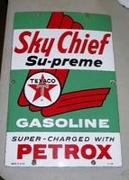 $OLD Original Texaco Sky Chief Supreme Porcelain Gas Pump Sign