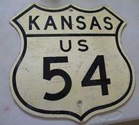 Old Kansas US Route 54 Diecut Shield Sign $OLD