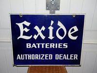$OLD Exide Batteries, Double Sided Porcelain Sign