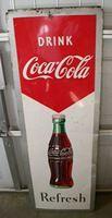 $OLD Coca Cola Vertical Tin Sign 1951 Robertson