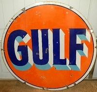 SOLD: Gulf 42 Inch Double Sided Porcelain Sign