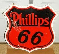 $OLD Phillips 66 Porcelain Sign 1957 with white border