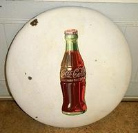 $OLD Old Coca Cola 24 Inch White Porcelain Button Sign