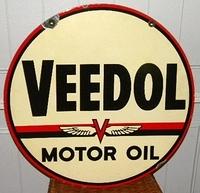 SOLD: Veedol Motor Oil Dbl Sided Porcelain Sign
