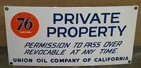 $OLD Union 76 Private Property Porcelain SSP Sign w/ Logo