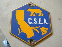 $ALE PENDING CSEA California Golden Bear Porcelain License Plate Topper Sign