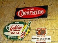 $OLDGolden Cola Emb Tin Sign & $OLD Cheerwine SST SIgn