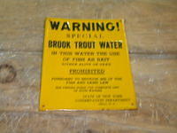 $OLD Brook Trout Water Emb Tin Sign