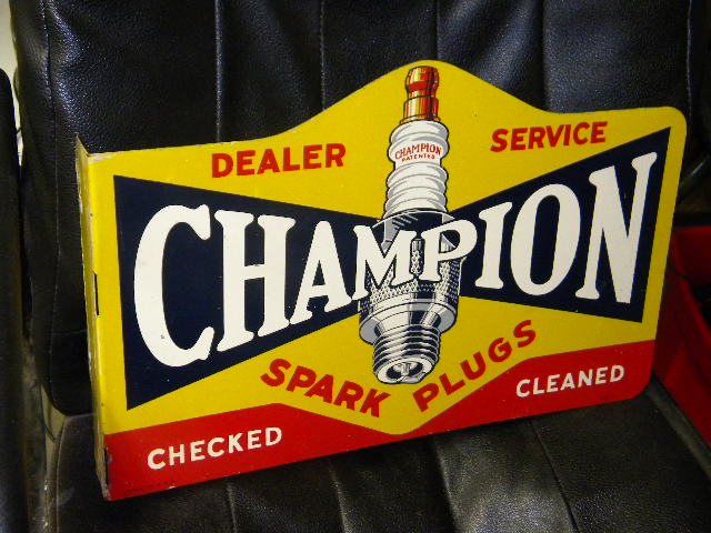 Photo :: $OLD Champion Spark Plugs DST Tin Flange Sign