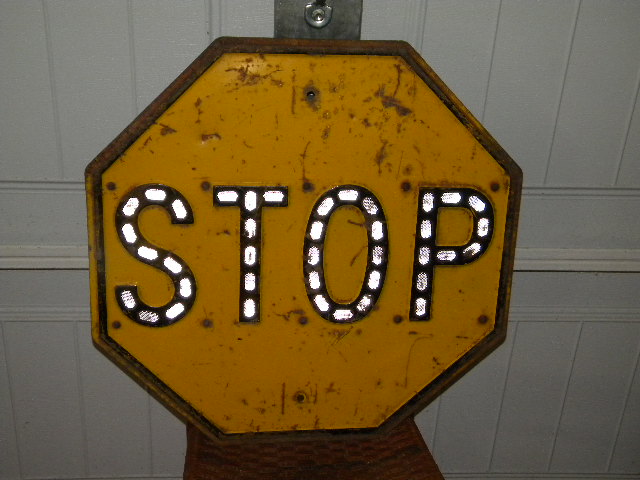 Old Stop Sign with plastic reflectors $OLD
