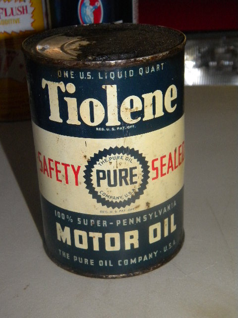 $OLD Pure tiolene Empty Motor Oil Quart Can