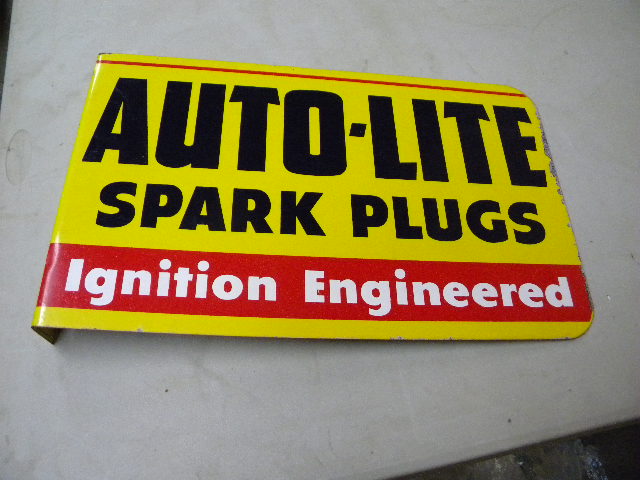 $OLD Autolite Tin Spark Plug Flange sign
