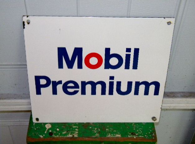 $OLD Mobil Premium Porcelain PPP Gas Pump Sign