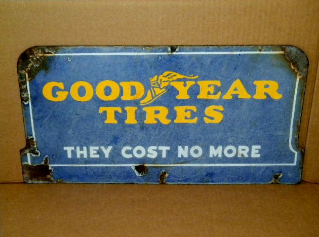 $OLD DBL Sided Porcelain Goodyear Sign