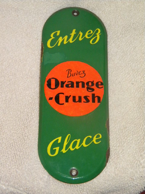 $OLD Orange Crush Porcelain Door Push