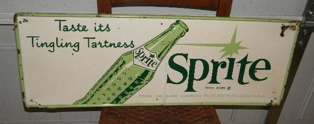 $OLD Original Sprite Advertising Sign w/ Bottle