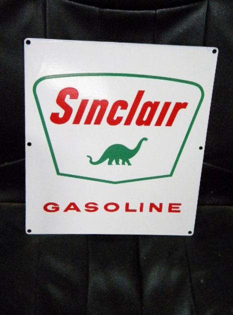 $OLD Sinclair Porcelain Pump sign w/ Dino