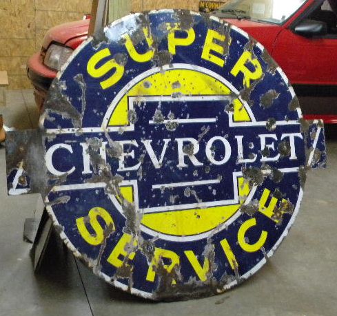 $OLD Chevrolet Super Service Porcelain Sign original