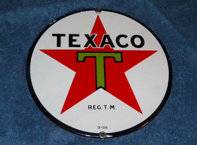 Gorgeous Texaco 8 Inch SSP Porcelain Lubester Sign $OLD