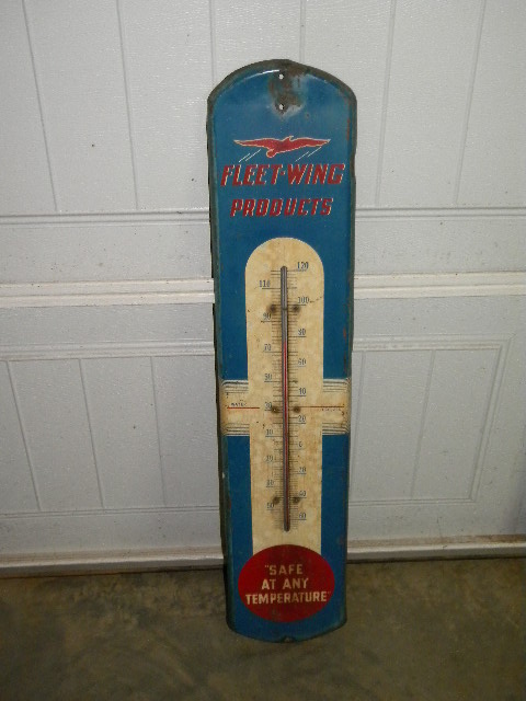 $OLD Fleetwing Tin Thermometer
