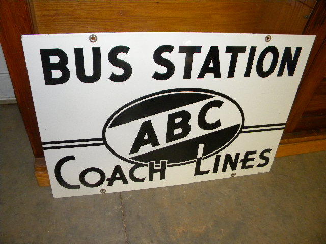 $OLD Old ABC Coach Lines Indiana Porcelain Sign SUPER NICE