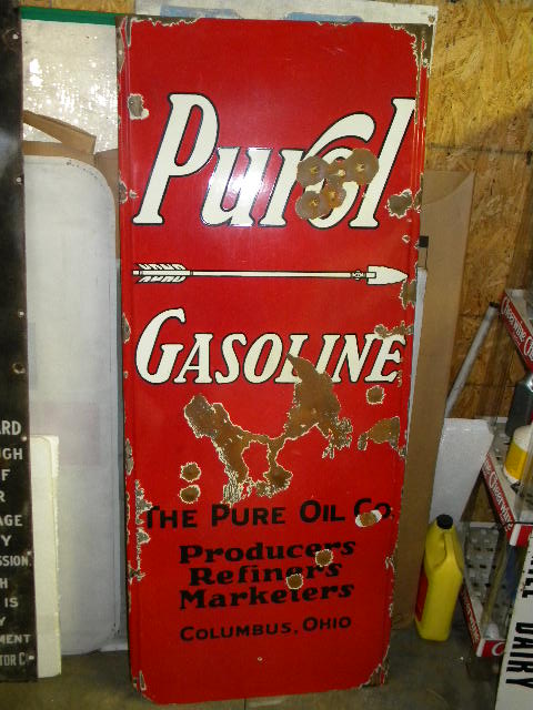 $OLD HTF PUROL (PURE) Gasoline Oils SSP Lighthouse Sign