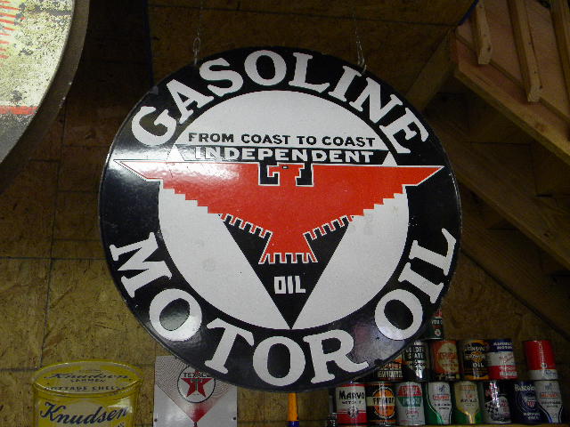 $OLD Indepedent "Coast To Coast" 32 Inch Gas Motor Oils Sign