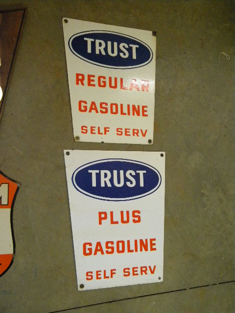 $OLD Trust PPP Porcelain Gas Pump Signs