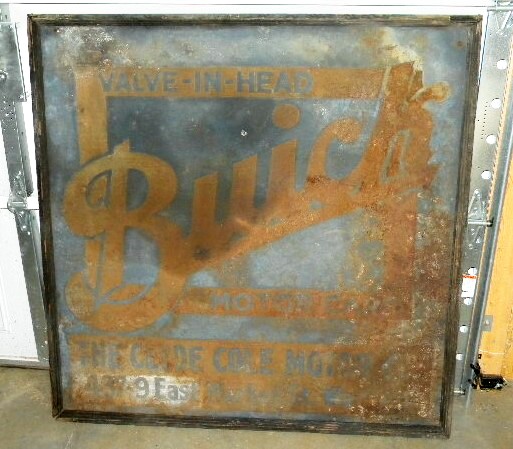 $OLD Buick Sand Painted Tin w/ Wood Frame Eearly Dealer Sign
