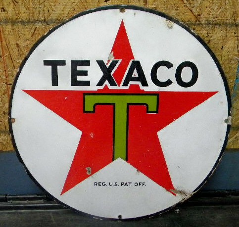 $OLD 15 Inch Texaco SSP Porcelain Lubester Sign Black T