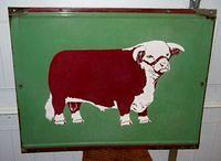 $OLD Texas Hereford Double Sided Porcelain Sign w/ Cow Graphic