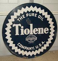 $OLD Pure Tiolene Double Sided Porcelain Sign