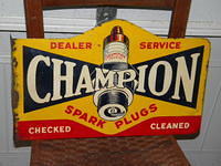 $OLD Champion Tin Flange Sign