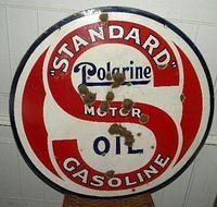 Standard Polarine Motor Oils Double Sided Porcelain Sign $OLD