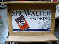 $OLD Sir Walter Raleigh Porcelain Sign w/ Shelf